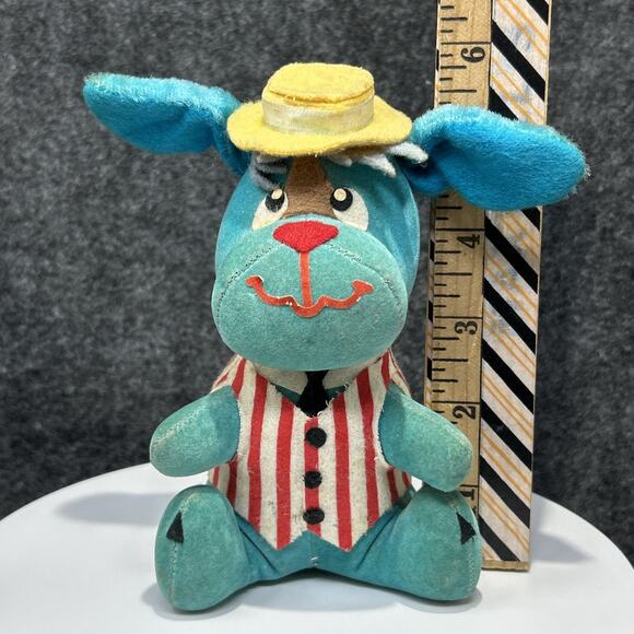 Vintage Dream Pets Plush Dog Blue Hat Striped Vest Japan Kitsch MCM Collectible - Picture 2 of 12